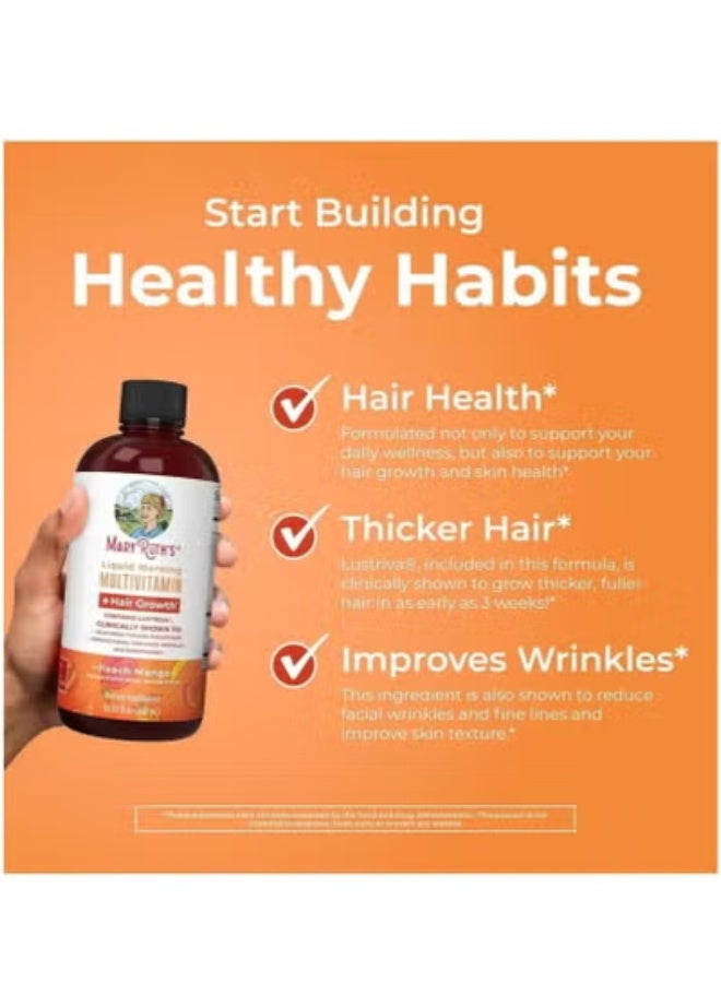 MaryRuth's MaryRuth Organics Liquid Multivitamin Lustriva® Hair Growth for Women| Biotin 10000mcg | Vitamin D, B |Clinically Tested for Thicker Hair, Wrinkles, Fine Lines, Skin Care| Ages 18 | 15.22 Fl Oz, No Box - Image 2